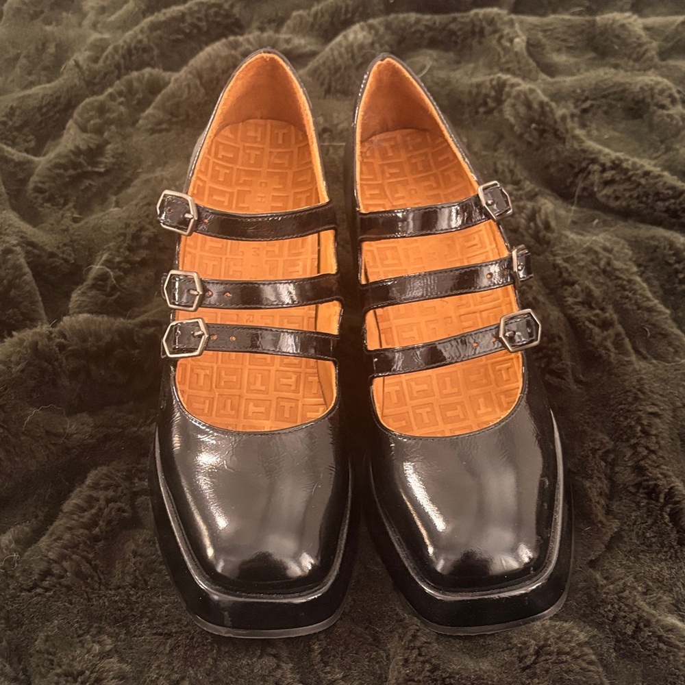 Black Triple Strap Women's Shoes